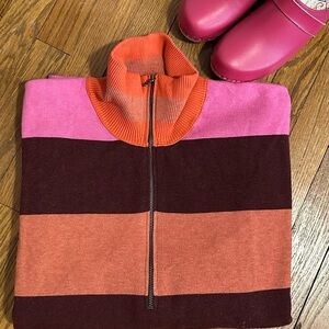 Free People Coastal Stripes Pullover Half-Zip Sweater